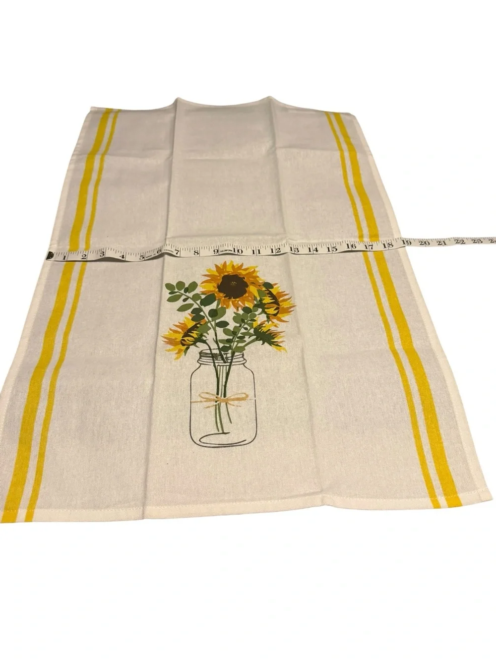 Sunflower Mason Jar Cotton Tea Towel - Summer Country Farmhouse Kitchen